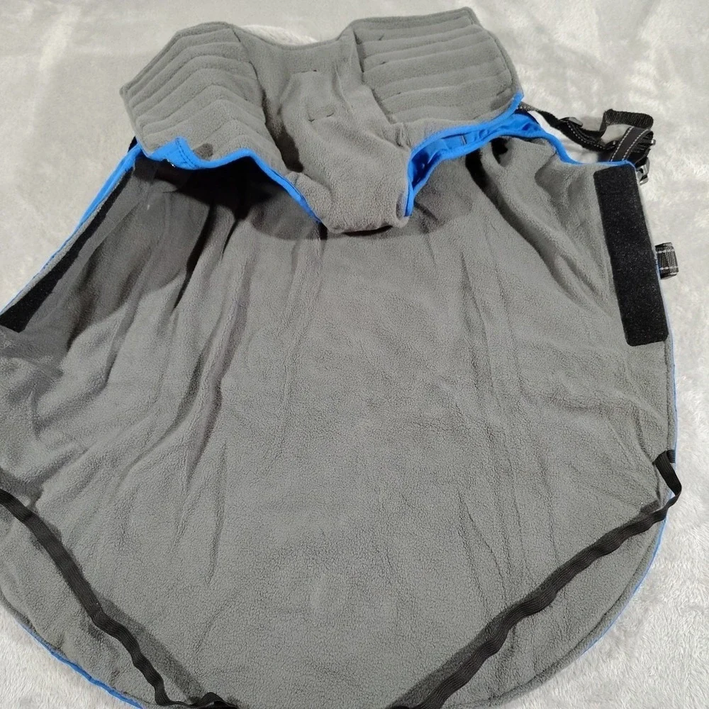 Dog Jacket Large 3XL Blue Hiking Outdoor Winter Adjustable Warm Walks Collared